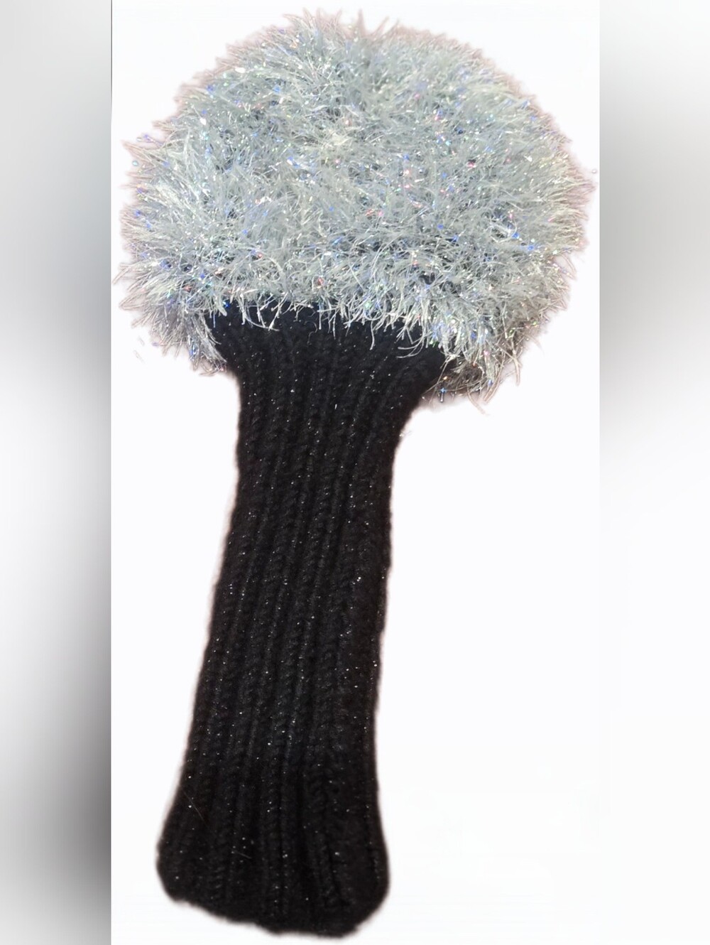 Sparklely Silver Eyelash Yarn Knit Driver head cover. VG condition!